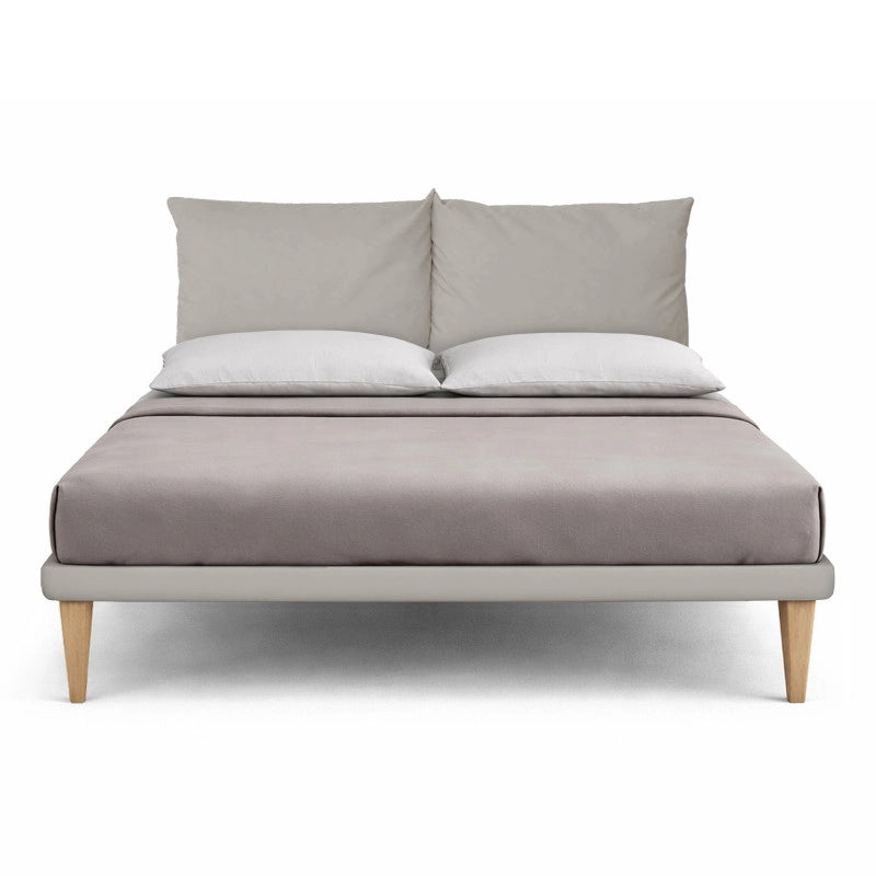 Letto imbottito Matrimoniale 180x190 cm Soft - Similpelle,Tortora,Con rete