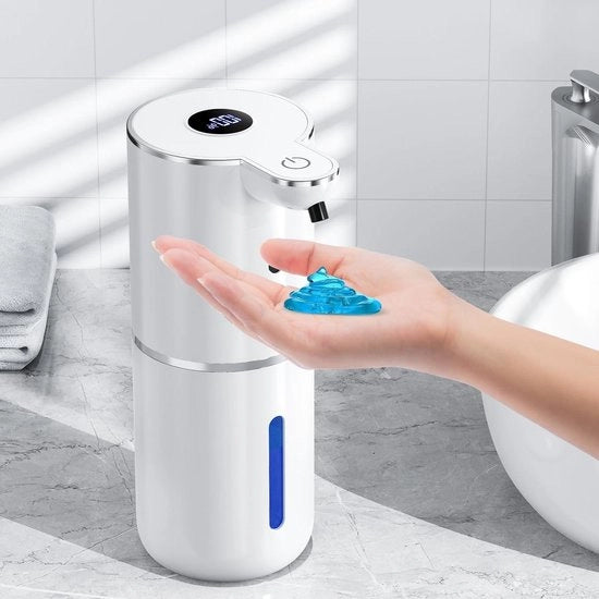 Dispensatore di sapone automatico con display digitale senza contatto 380 ml da parete con sensore caricabile via USB per cucina e bagno