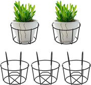 Houder a piante da giardino su sedia a balcone 5 pezzi, supporto per vaso di giardino in acciaio, progetto spaziale risparmiatore, adatto per balcone, giardino e recinzione, nero