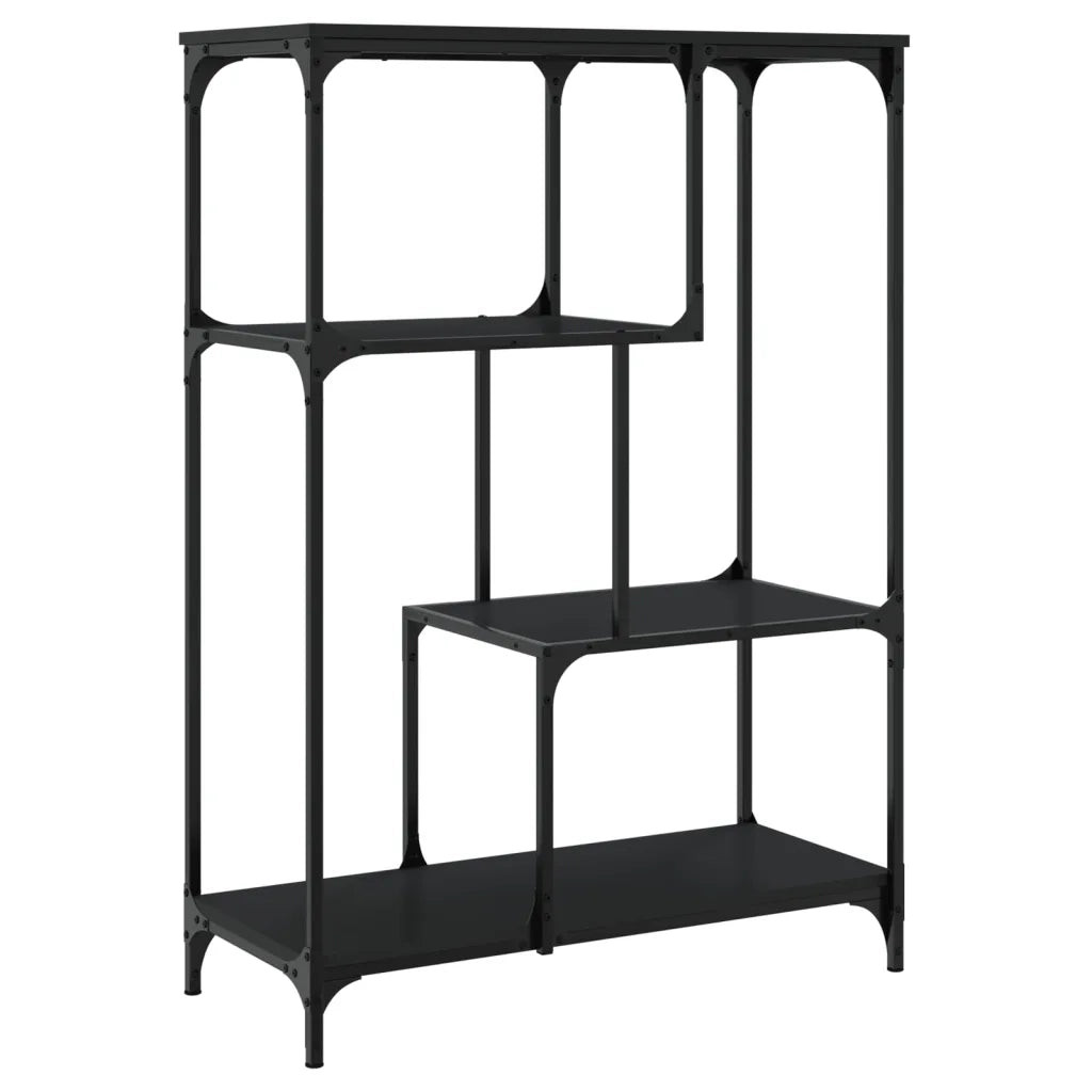 Libreria Nera 81x36x115 cm in Legno Multistrato e Acciaio 835404