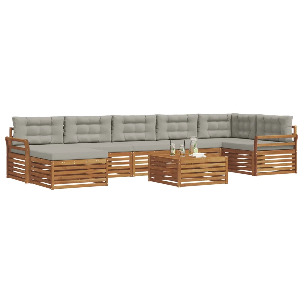 Set di divani da esterno 8 pcs Grigio Naturale e Chiaro