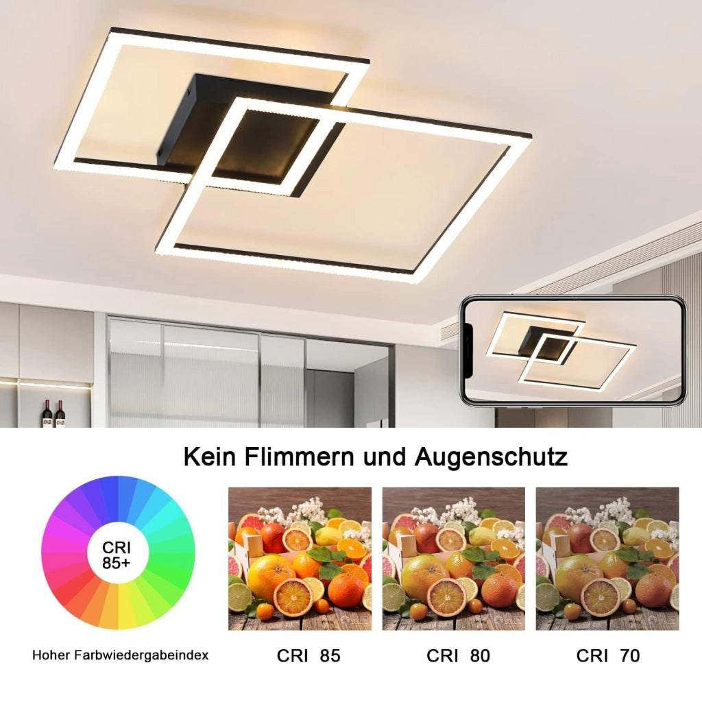 ZMH Lampada da soffitto plafoniera LED moderna quadrata cristallo due faretti 50W 57x48cm