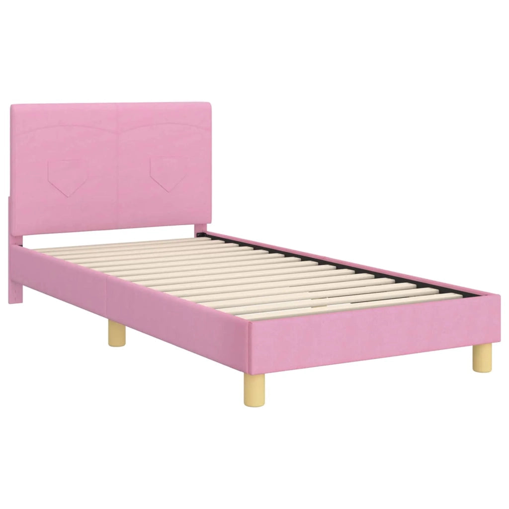 Struttura letto bambini con testata Rosa 90 x 190 cm Tessuto