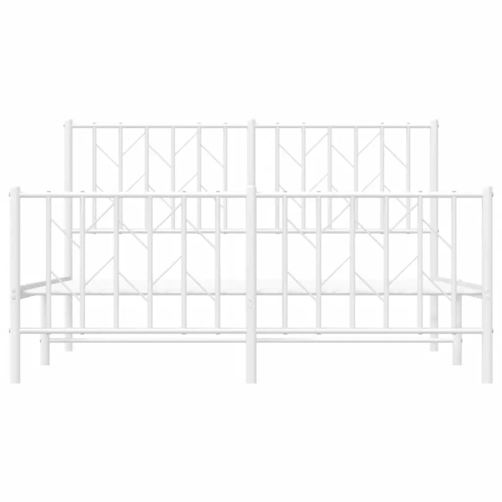 Giroletto con Testiera e Pediera Metallo Bianco 140x190 cm 374504