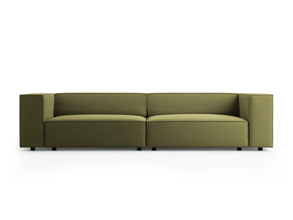 Cosmopolitan Design - Divano "Arendal" 4 posti in velluto verde chiaro 