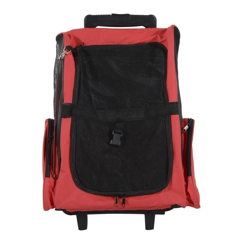 TROLLEY ZAINO 2 IN 1 PER PICCOLI ANIMALI DOMESTICI 35X27X49 CM ROSSO