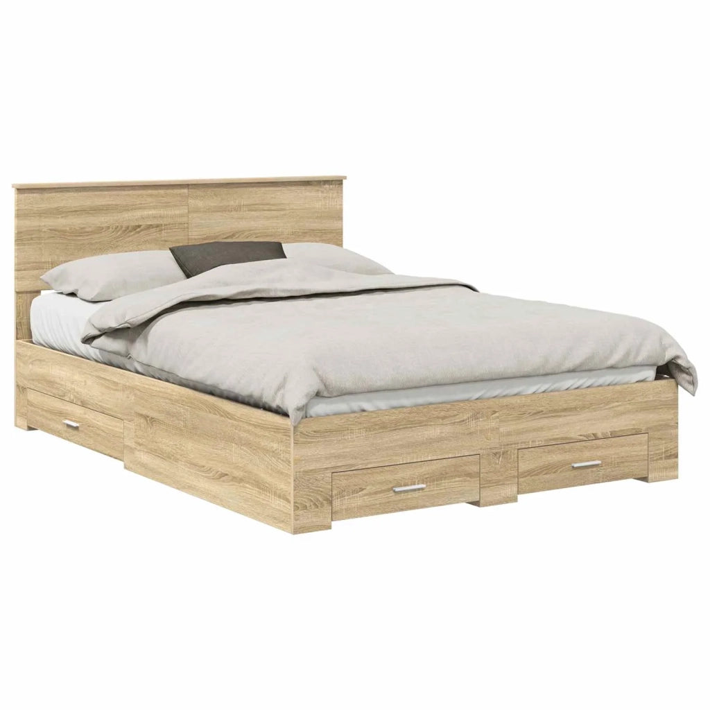 Struttura del letto con testiera Rovere Sonoma 140 x 190 cm 3408256