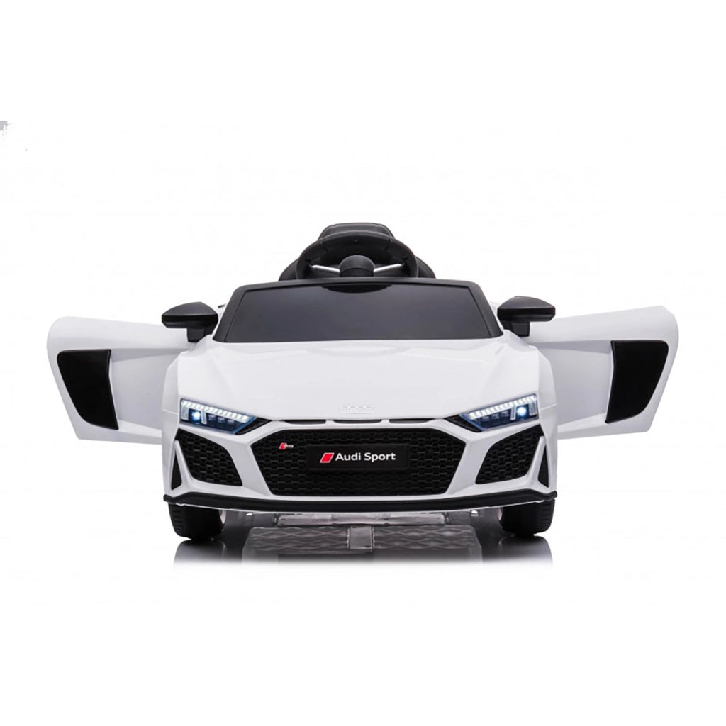 Macchina Elettrica per Bambini 12V Licenza Ufficiale Audi R8 New Spyder con Telecomando e Sedile in pelle Bianco