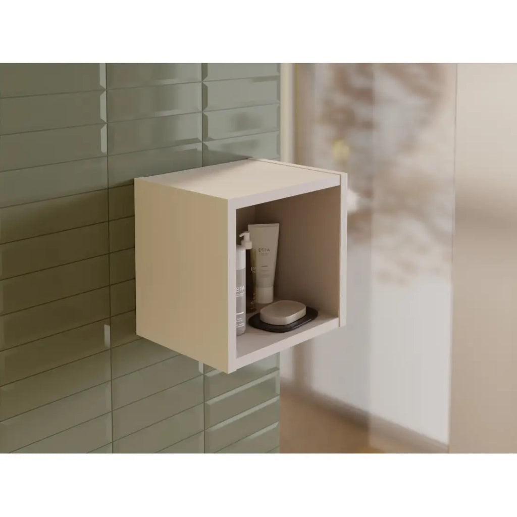 Cubo di stoccaggio per bagno VANO – Colore marrone congo – L26 × P27 × H21 cm – Da appendere