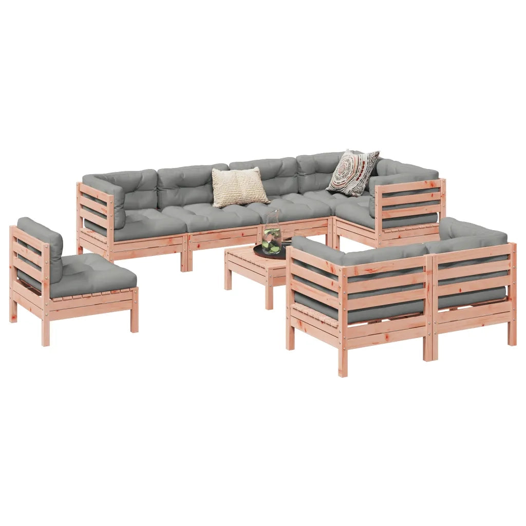 Set Divani Giardino 9 pz Cuscini Legno Massello Abete Douglas 3299517
