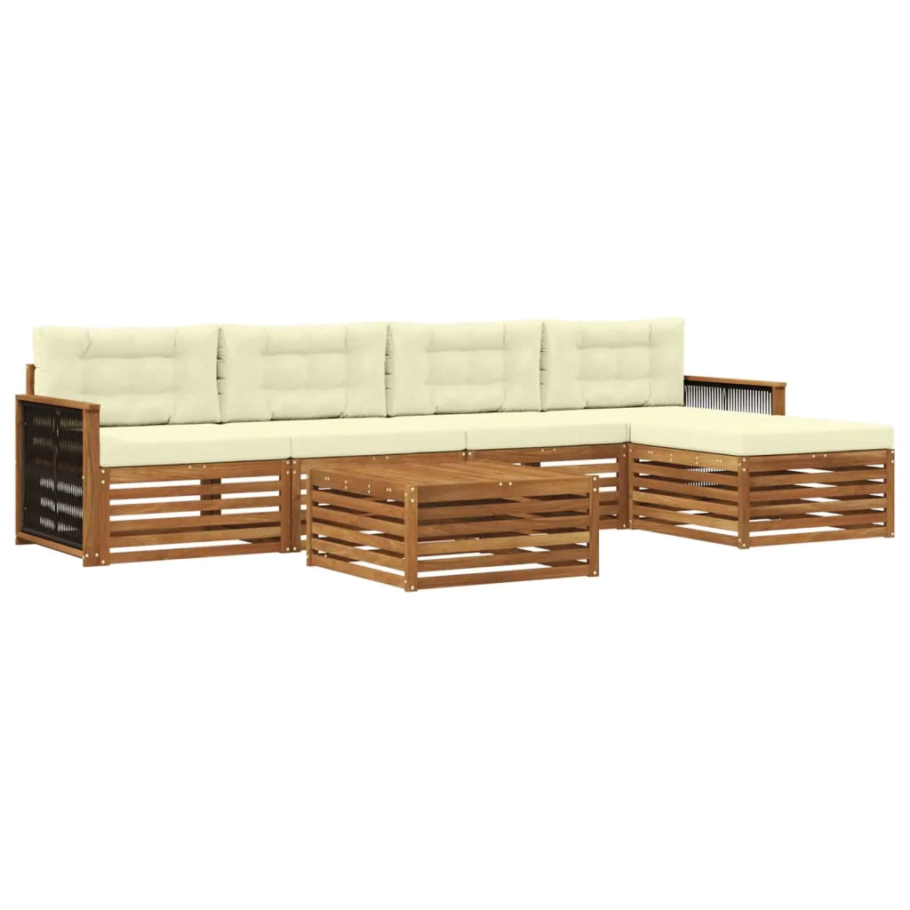 Set di divani da esterno con cuscino 6 pcs Naturale e Crema