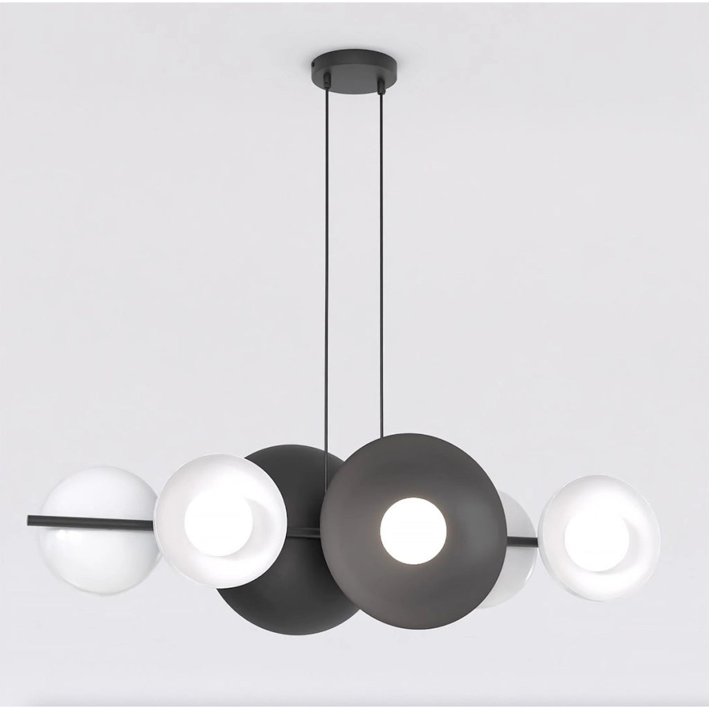 Lampada a sospensione Volum in acciaio nero e vetro