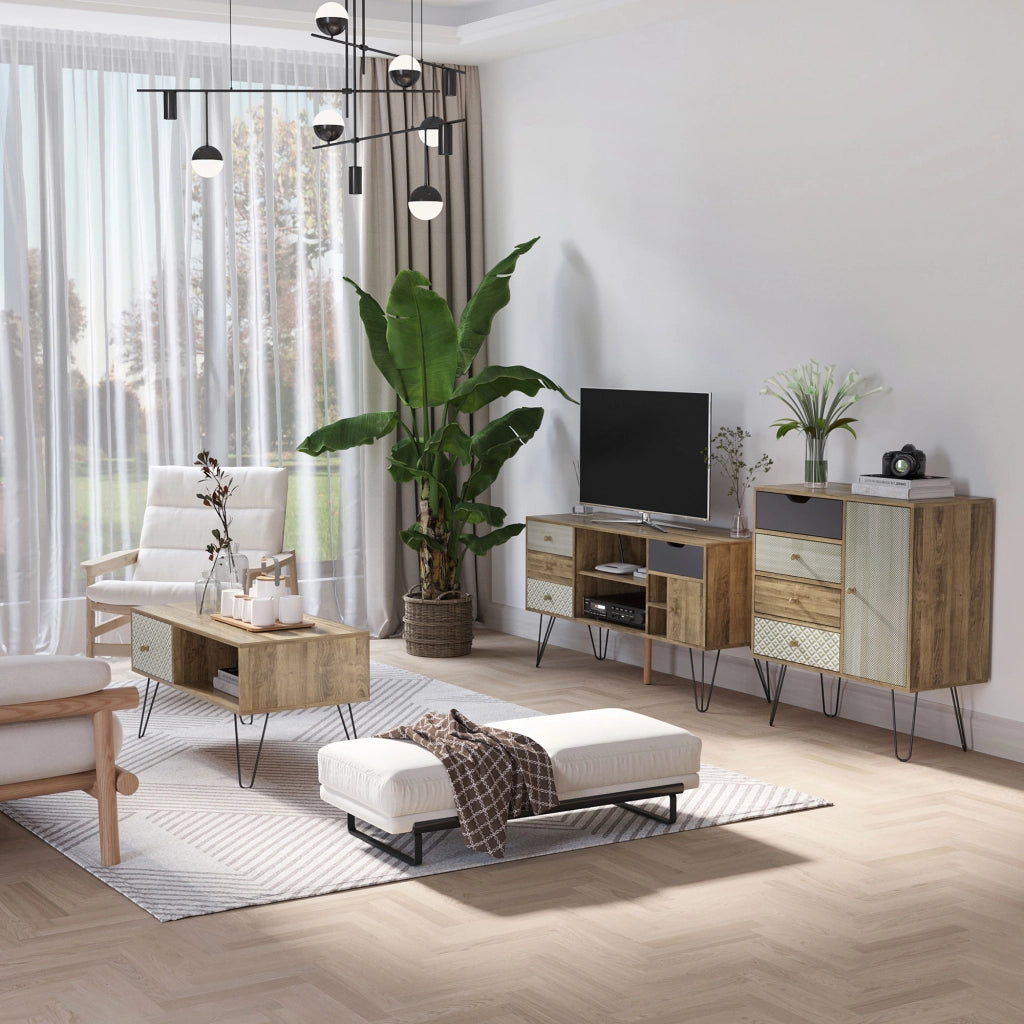 C¨®moda con 4 Cajones ¨C Zephmum ¨C 79x39x86 cm Marrone Legno Metallo