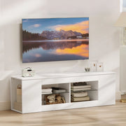 MOBILE TV 140 cm con 6 scomparti e ripiani in vetro, bianco