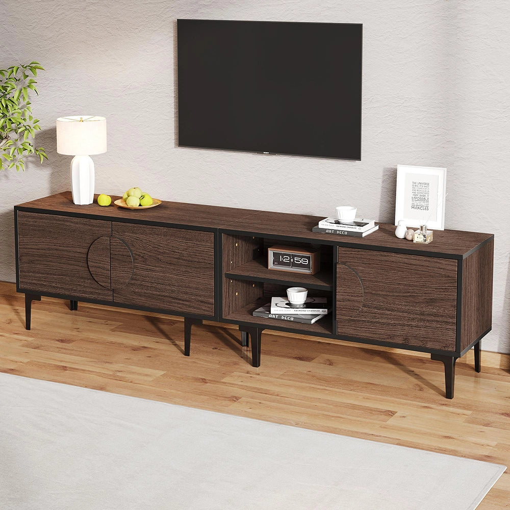 Mobile TV Basso 180x35x49cm - Xylo - 2 Ante, Colore Noce Scuro, fino a 80"
