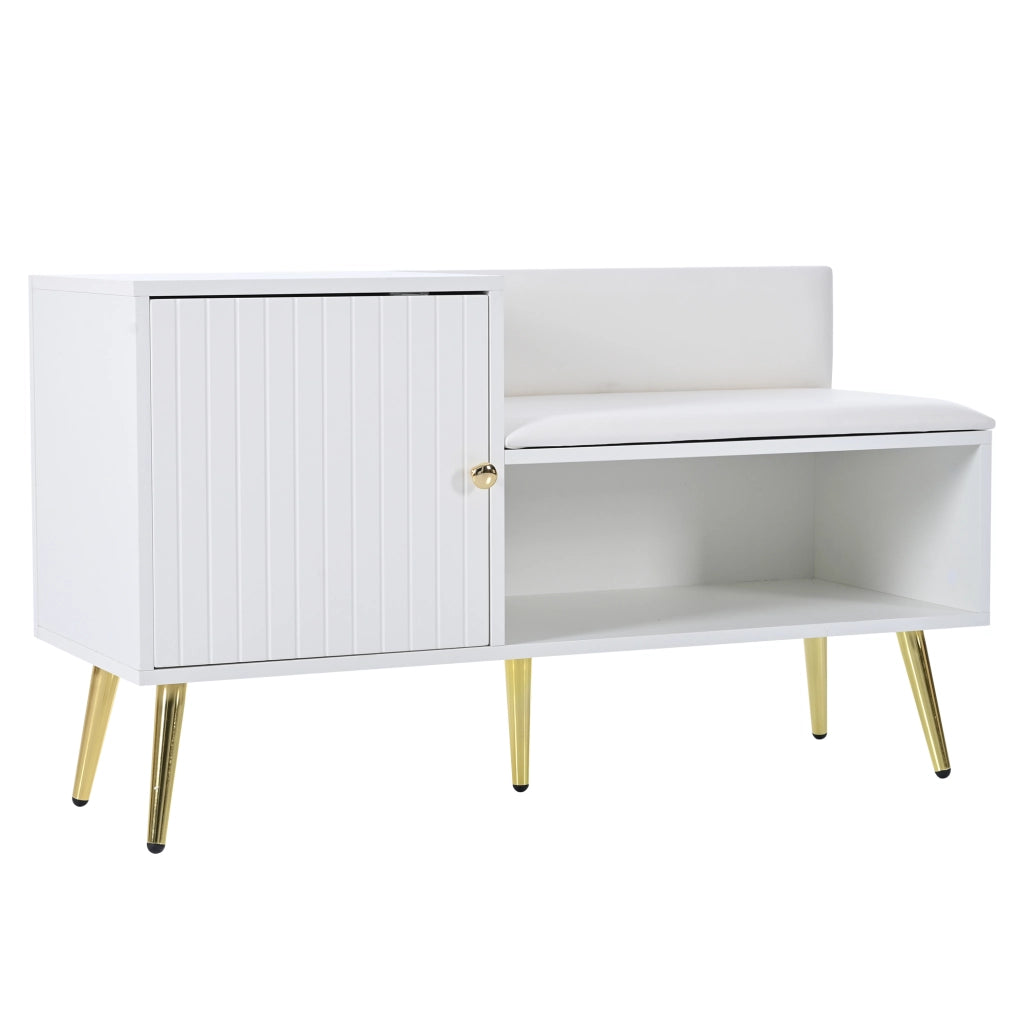 Mobile ingresso con vano contenitore e seduta imbottita - per ingresso - 100×38×58 cm - bianco