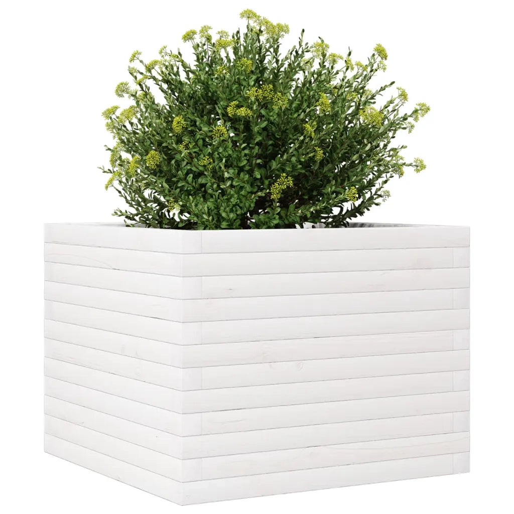 Fioriera da Giardino Bianca 60x60x46 cm Legno Massello di Pino 3282410