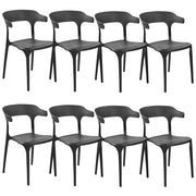 Set di 8 sedie in plastica nera resistente moderne per interno ed esterno stile moderno contemporaneo