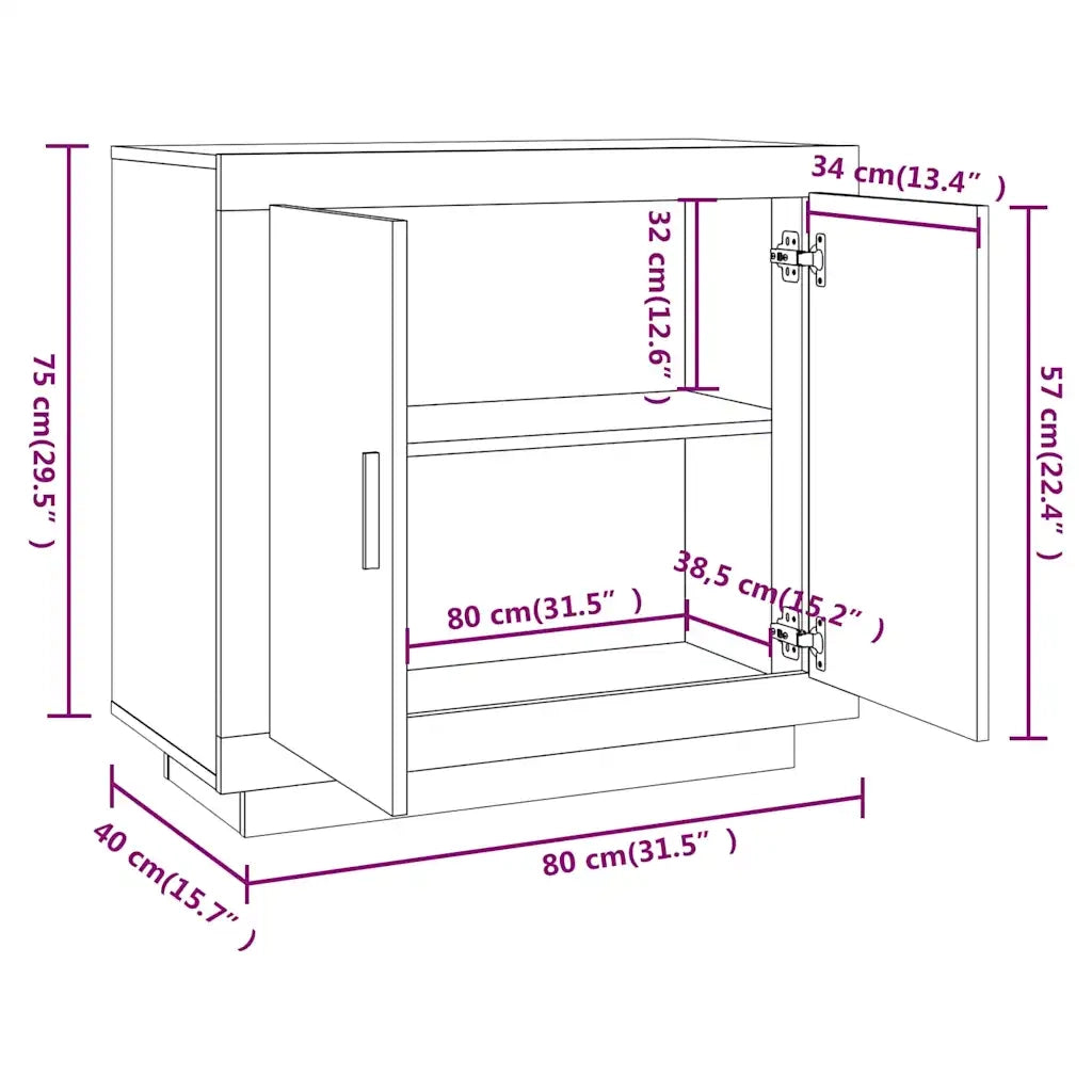 Credenza-Buffet-Armadio da cucina Grigio Cemento 80x40x75 cm in Legno Compensato