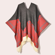 Sciarpa da viaggio da donna, stile etnico, con nappe, modello pullover, calda cappa decorativa da esterno in jacquard
