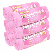 Akitaink 120 Sacchi Spazzatura 50x60 Rosa con Legacci