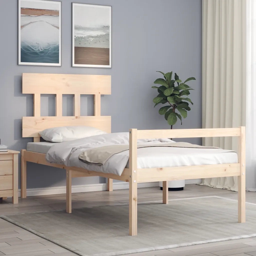 Letto per Anziani con Testiera 90x200 cm in Legno Massello 3195401