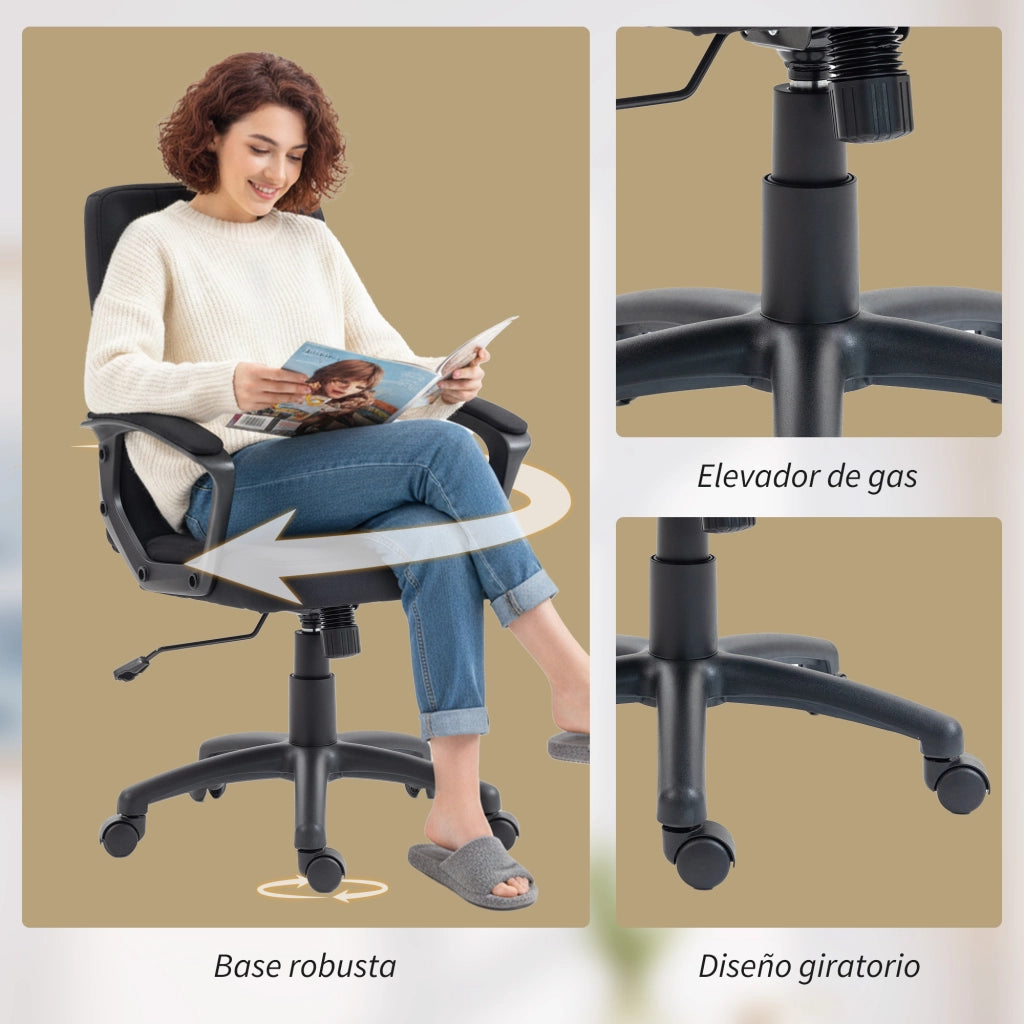 Sedia da Ufficio Giratoria Imbottita con Schienale e Braccioli Altezza Regolabile ¨C Zephmum ¨C Nero