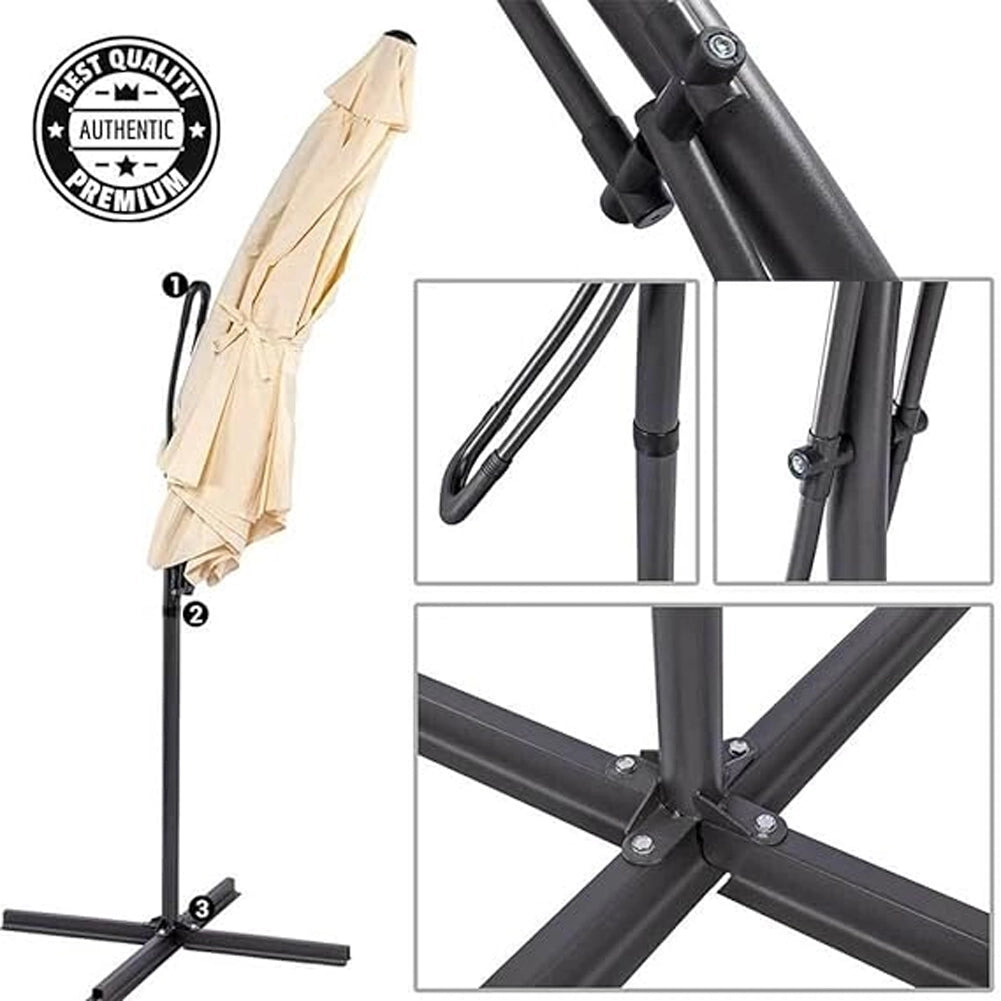 Ombrellone da Giardino Ecru Decentrato 3 x 3 Mt Base a Croce e Sistema Air Vent