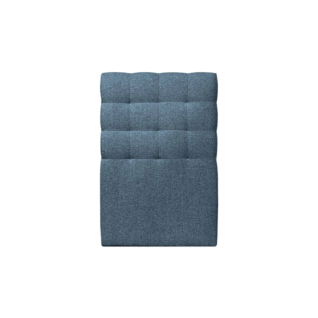 Testiera in tessuto bouclé blu imbottita L90 cm
