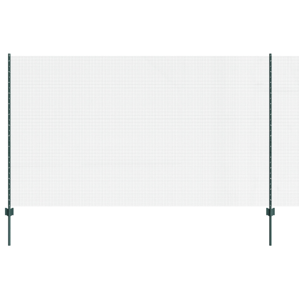 Recinzione in Rete Saldata con 11 Pali U Verde 1.4x25 m Acciaio