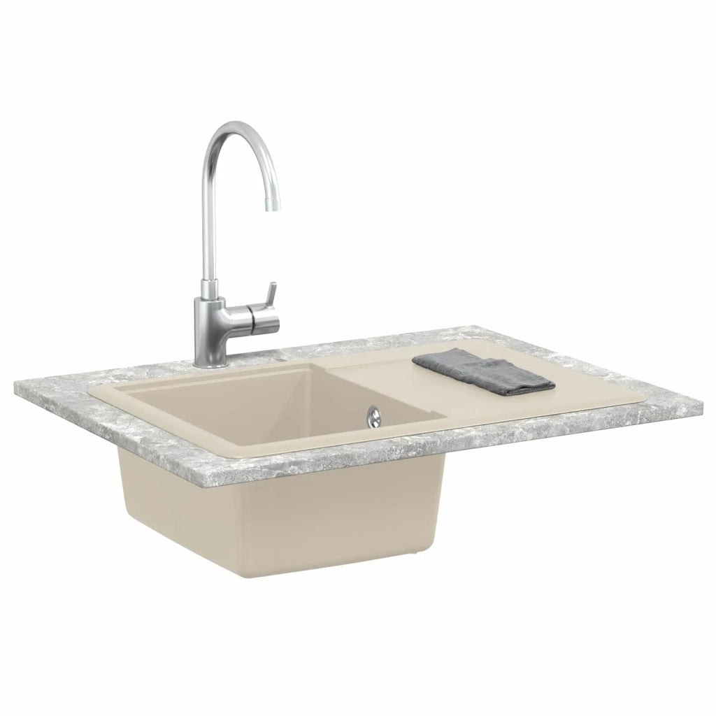 Lavello Beige 670 x 460 mm 80% Quarzo e 20% Resina