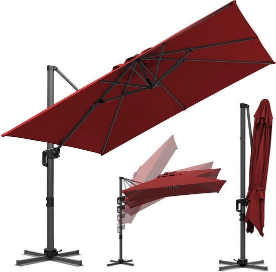 Parasole XXL a color rosso – Massima ombreggiatura
