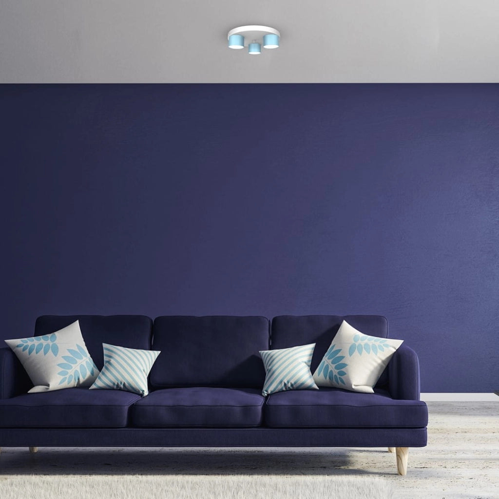 Plafoniera Milagro Dixie blu metallo 3 luci GX53 20W