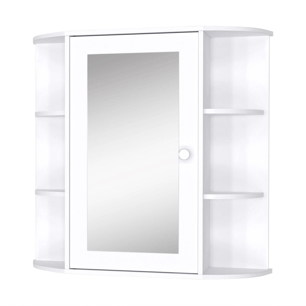 Mobile Specchio Bagno con Ante ¨C Xylo ¨C Bianco con Ripiani Laterali