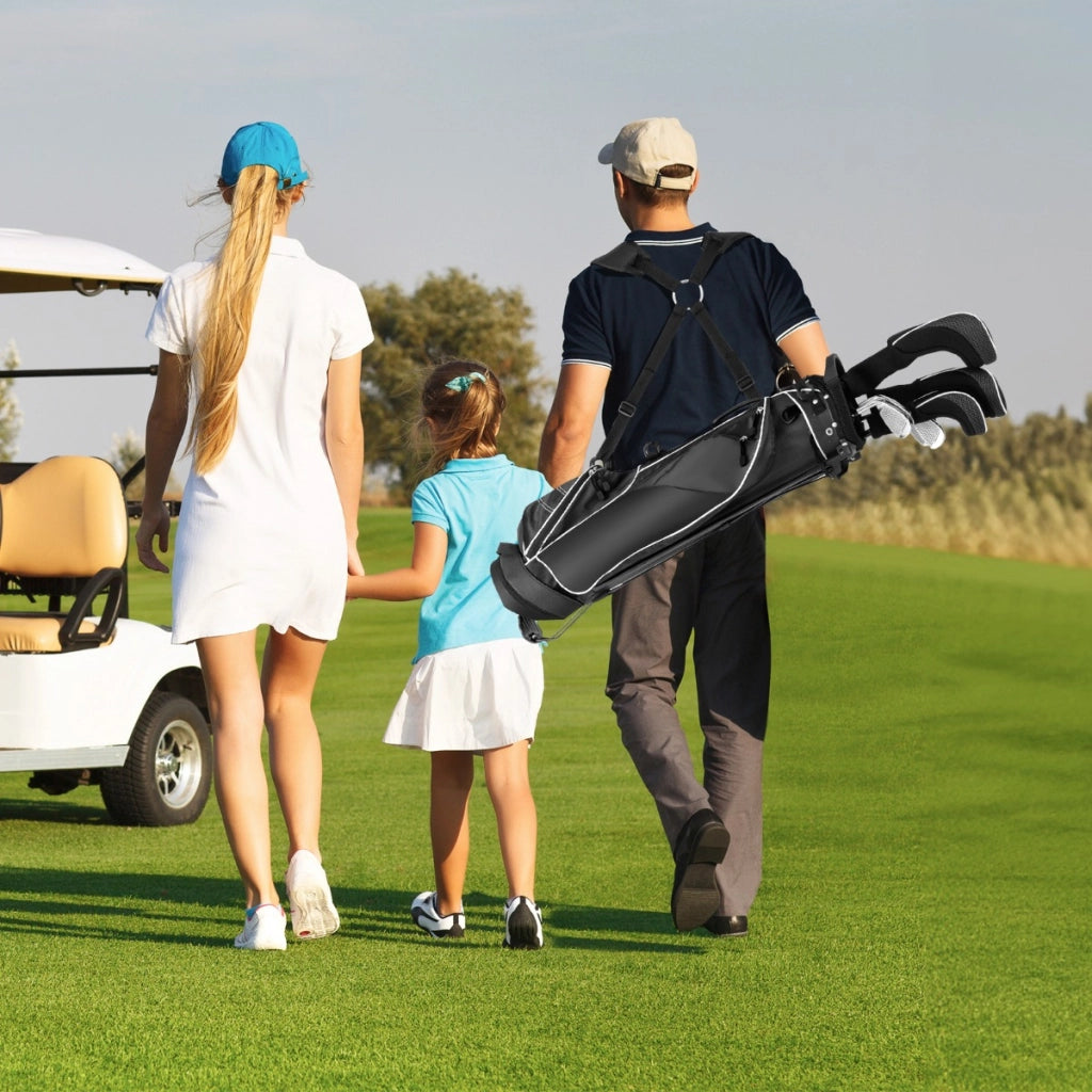 Sacca da golf stand tessuto in poliestere borsa da golf con cavalletto con manici e tracolla Nero