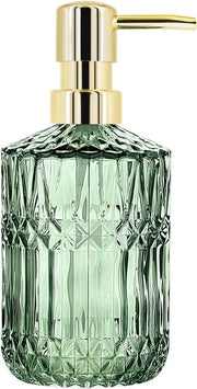 Dispensatore di sapone in vetro con pompa - Stile vintage - 1 pezzo - Verde - Plastica resistente