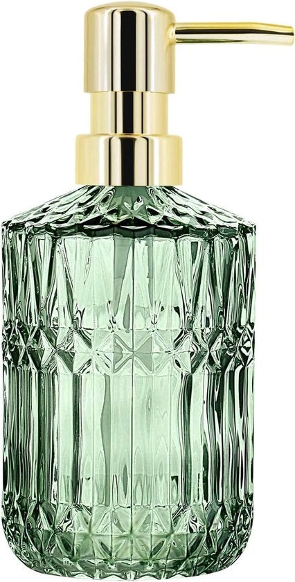 Dispensatore di sapone in vetro con pompa - Stile vintage - 1 pezzo - Verde - Plastica resistente