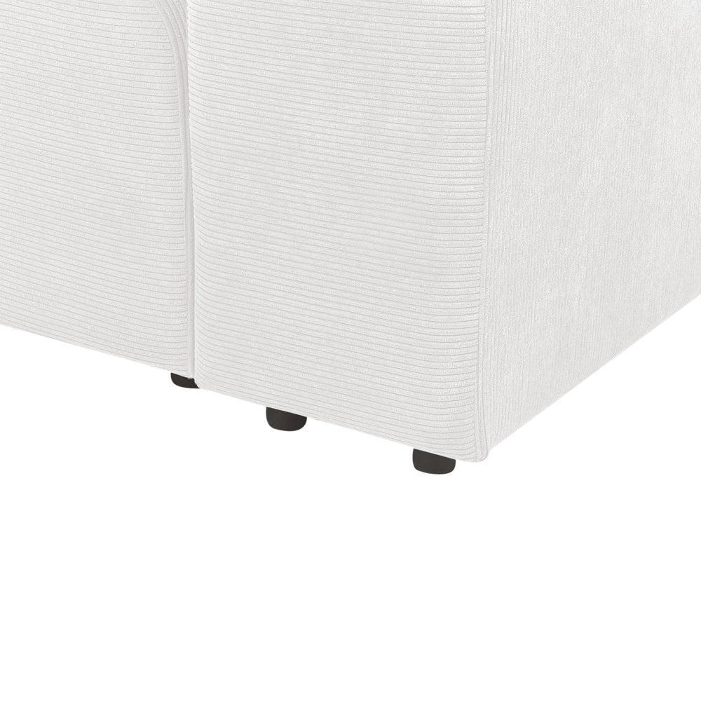 Divano componibile a 3 posti rivestito con velluto bianco stile moderno