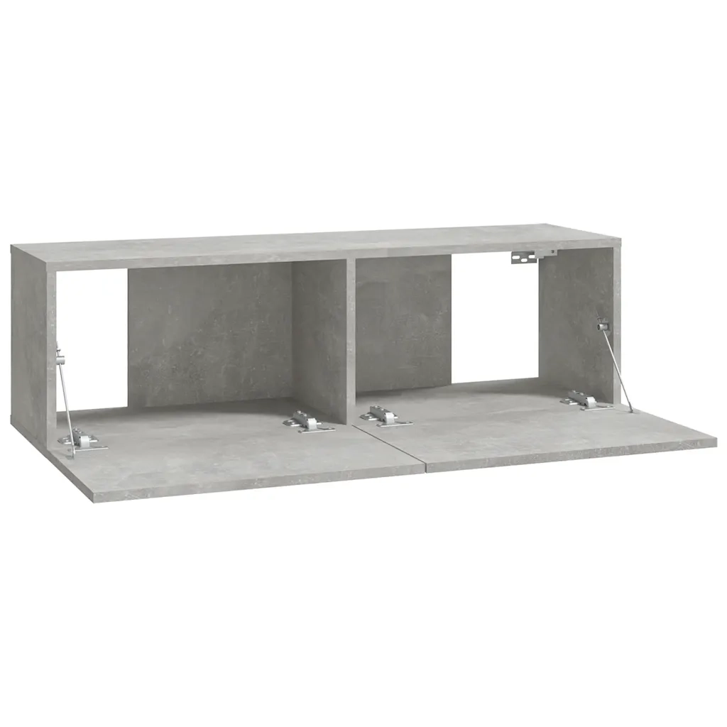 Mobili TV da Parete 2 pz-Credenza TV-Console TV Grigio Cemento 100x30x30 cm in Legno