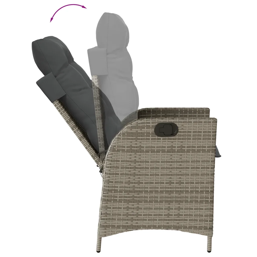 Set da Bistrò 3 pz con Cuscini Grigio in Polyrattan
