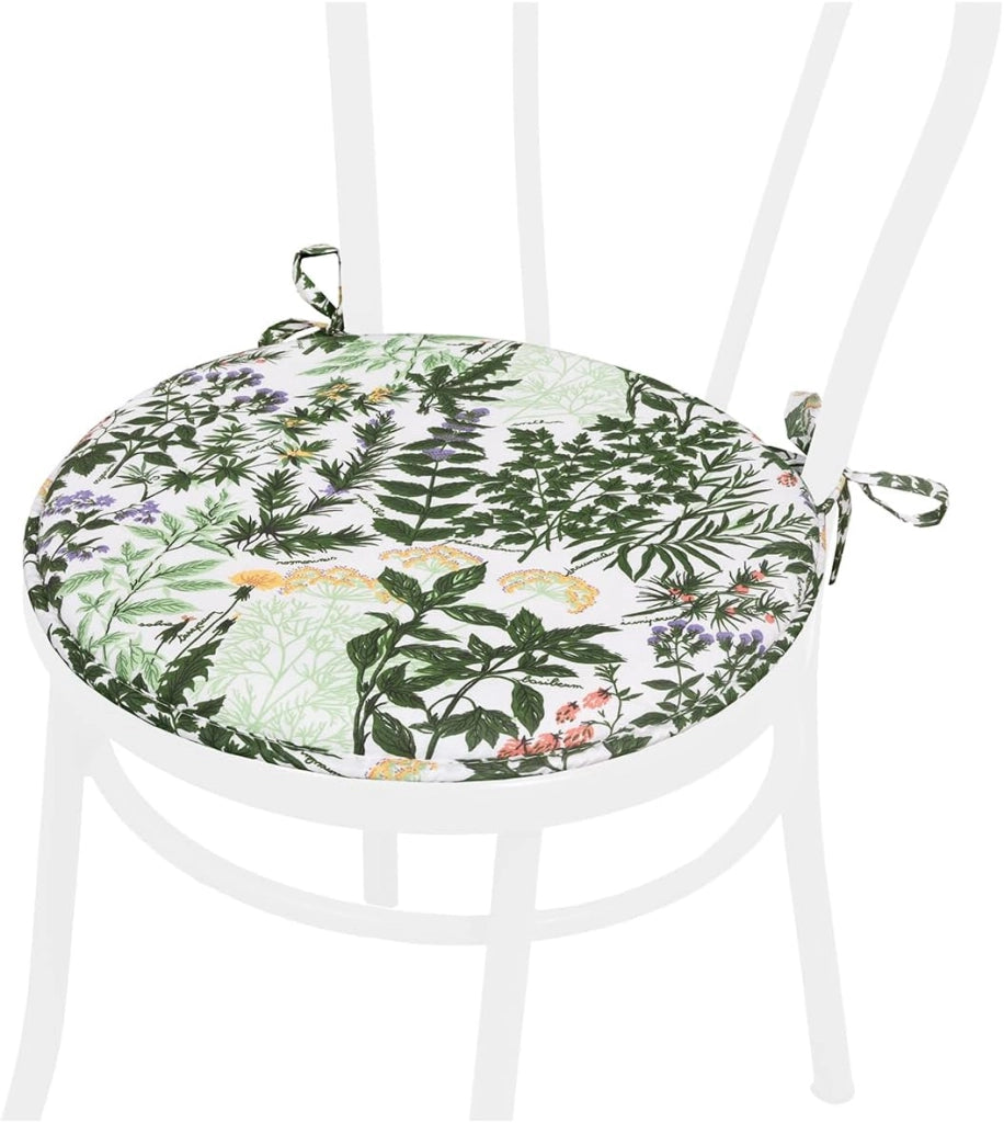 Set 4 Cuscini Sedia Rotondi Cotone Lavabili Morbidi Coprisedie Design Rustico Fiori Montagna