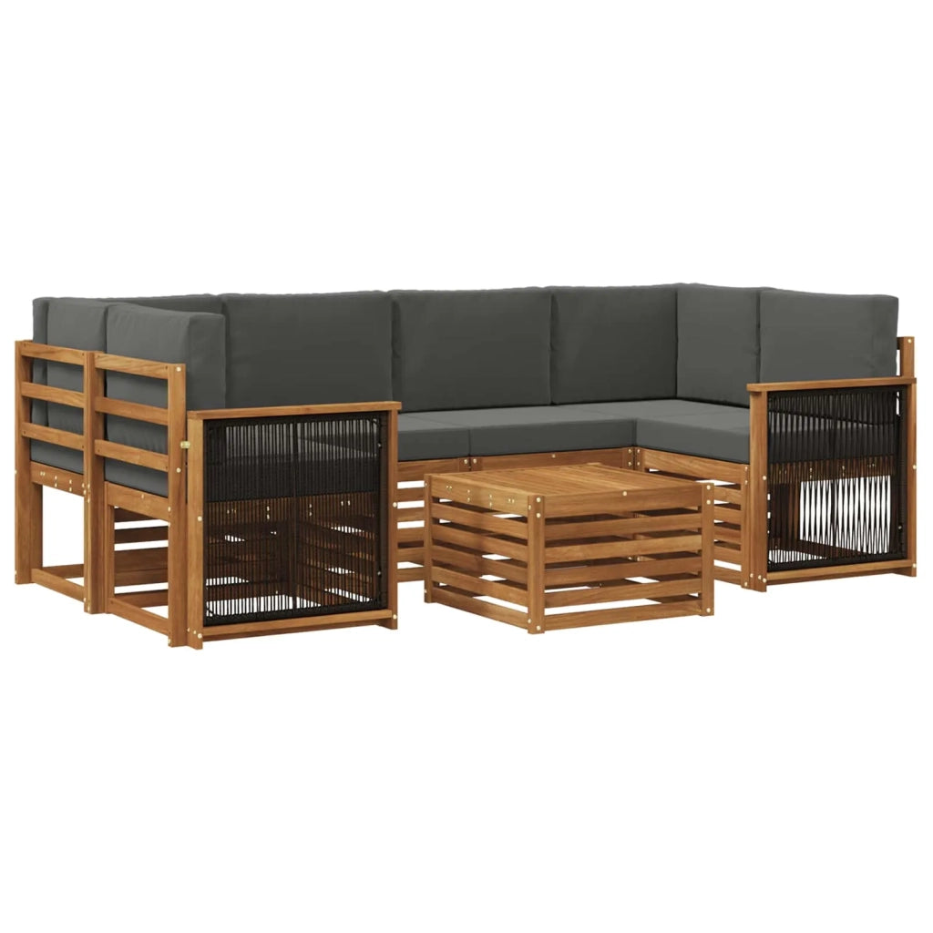 Set di divani da esterno con cuscino 7 pcs Naturale e Antracite 3384083