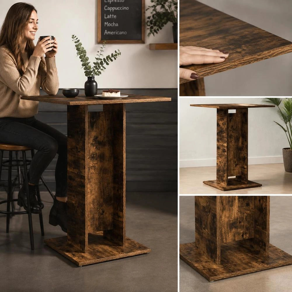 Bistro Table, Smoked Oak, 60x60x75 Cm, Engineered Wood