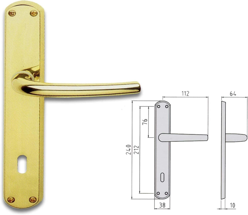 Ghidini 744088508 Milena Coppia Maniglie per Porta su Placca PY85 Q8 Compatibile Yale colore Ottone Satinato