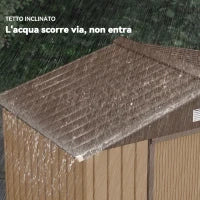 Casetta da Giardino Porta Utensili in Lamiera con Porte Scorrevoli, 213x130x185cm, Giallo