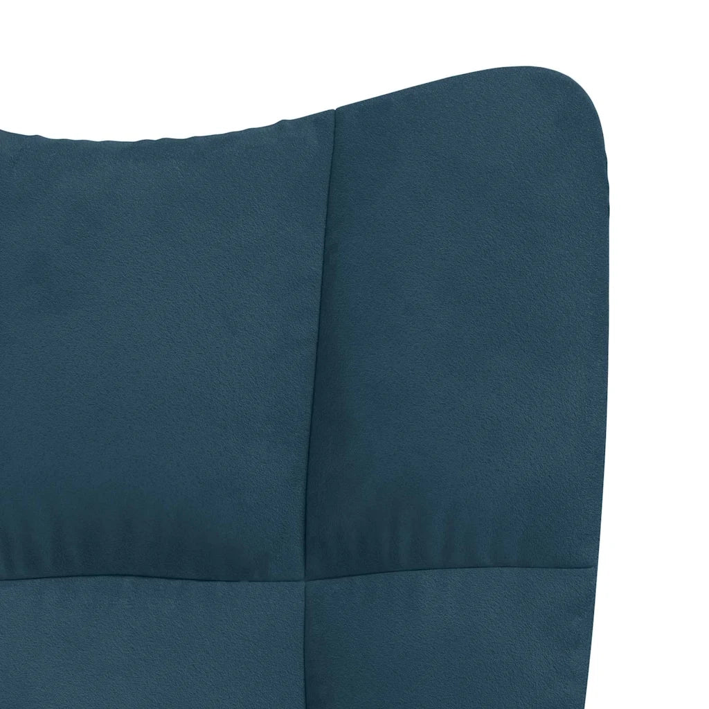 Divano Sedia-Poltrona Relax con Poggiapiedi Blu in Velluto 106551
