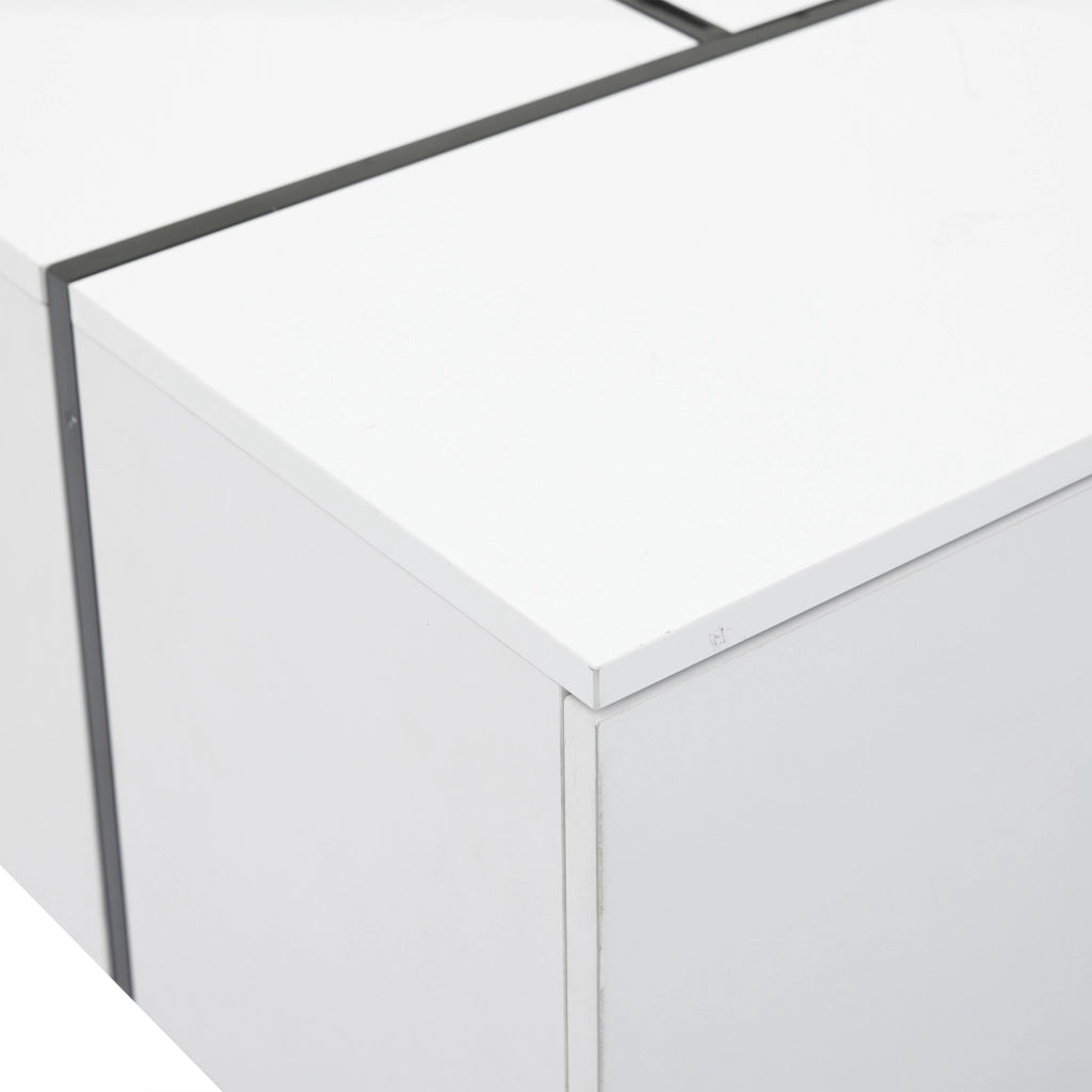 TAVOLINO DA CAFFÈ 100x60x40 cm Bianco/Nero in truciolato lucido