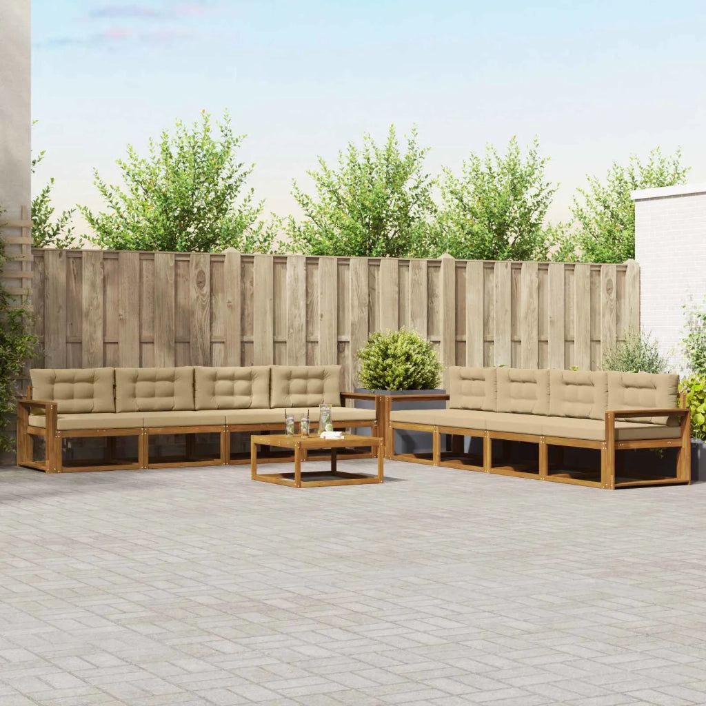 Set di divani da esterno con cuscino 9 pcs Naturale e Beige 3367376
