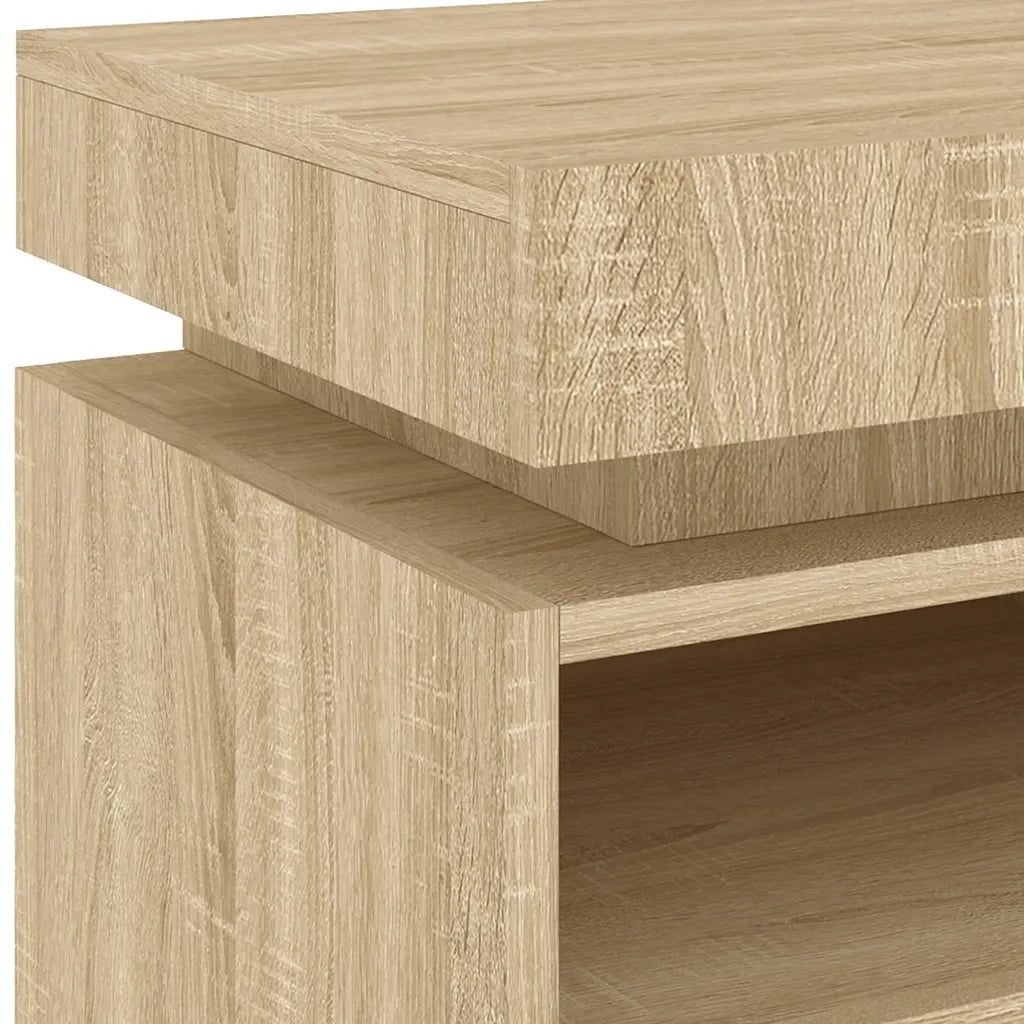 vidaXL Comodino con Luci LED Rovere Sonoma 40x39x48,5 cm