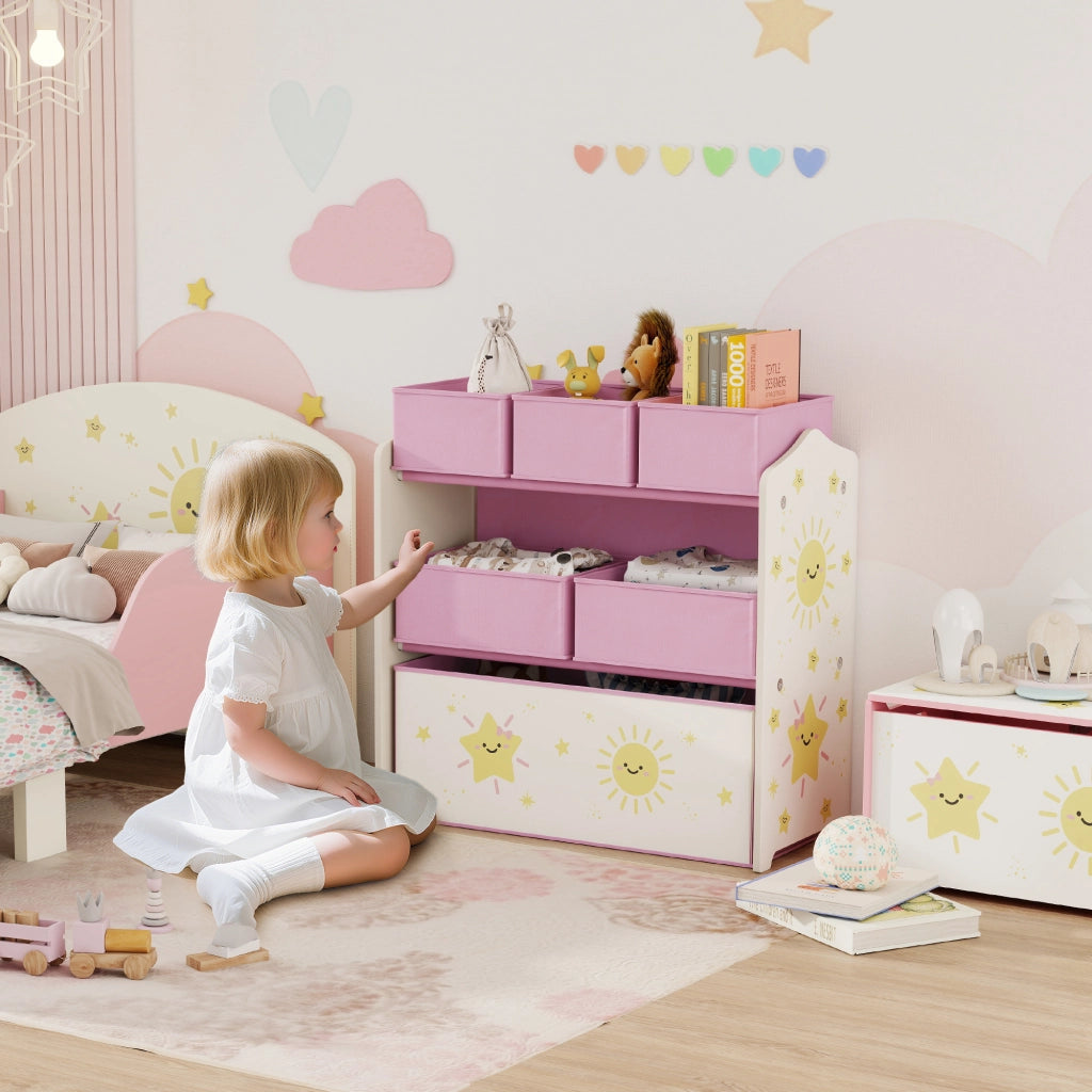 Cassettiera Porta Giocattoli 3 Livelli con 6 Cesti ¨C zephmum ¨C Rosa
